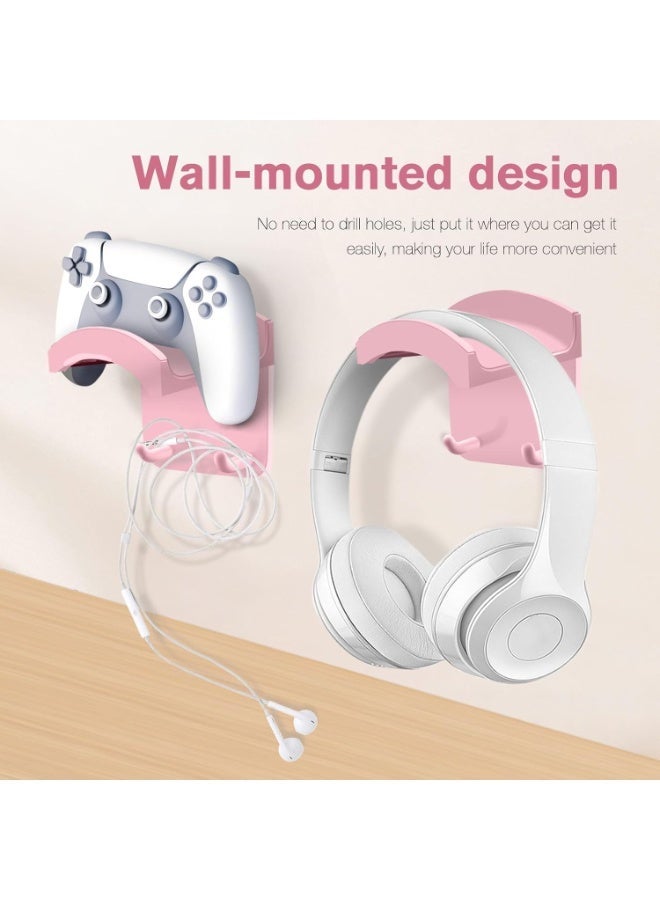 ChicAbode Headphone Stand Wall-Mounted, Dual Hook Headset Holder for Headphones and Gaming Controllers, Desk or Wall Mount, Anti-Slip, Scratch-Resistant, Pink - Image 4